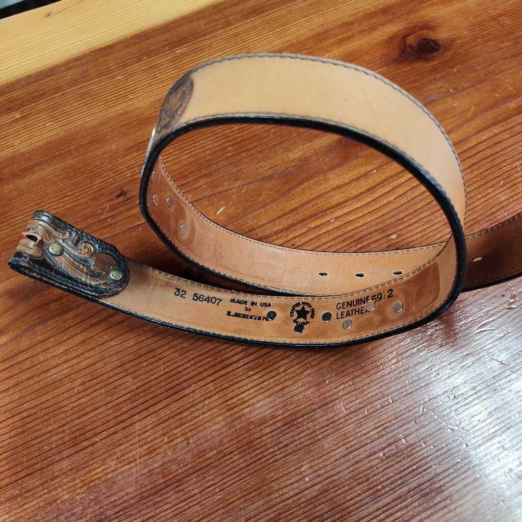 Leather belt with silver