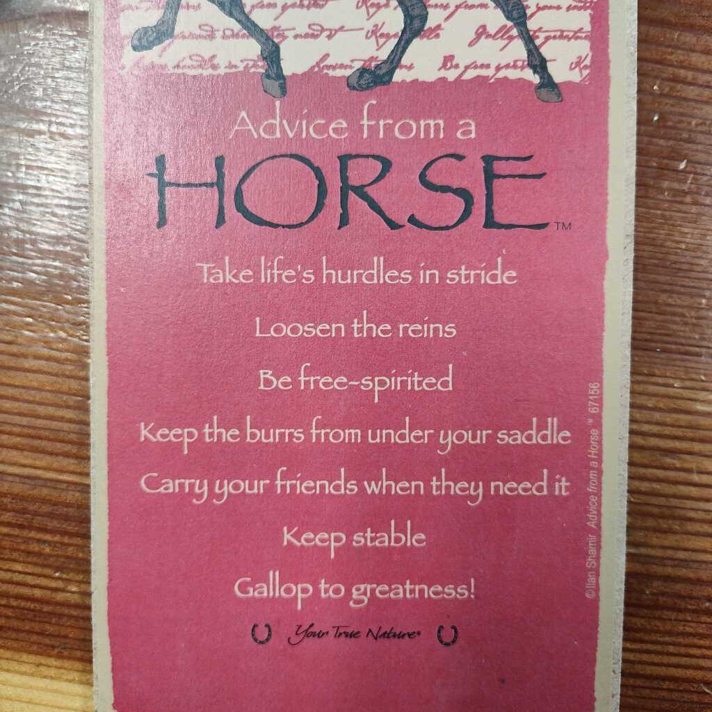 "Advice from a horse..."