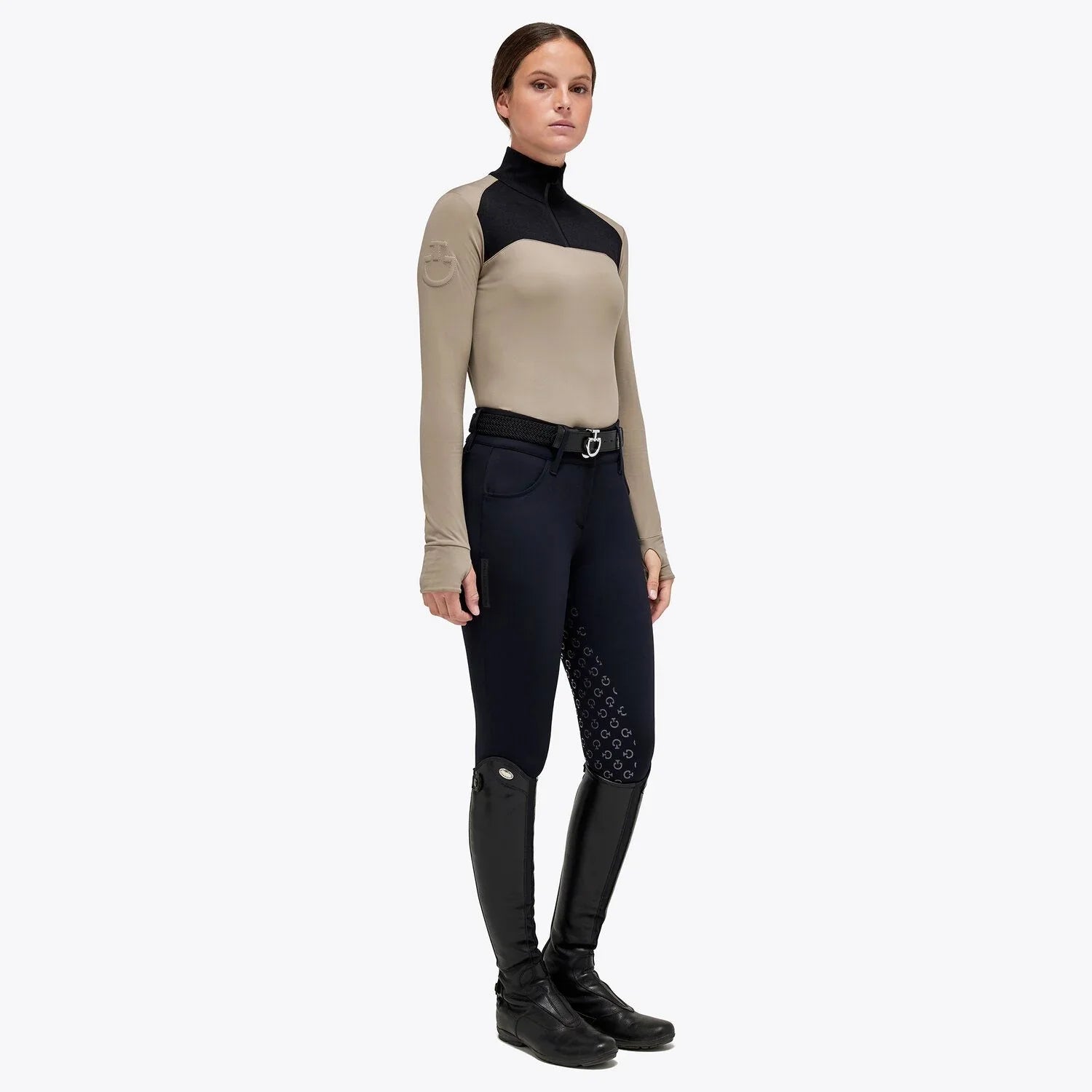 Cavalleria Toscana Ladies Tech Wool 1/2 Zip Turtleneck