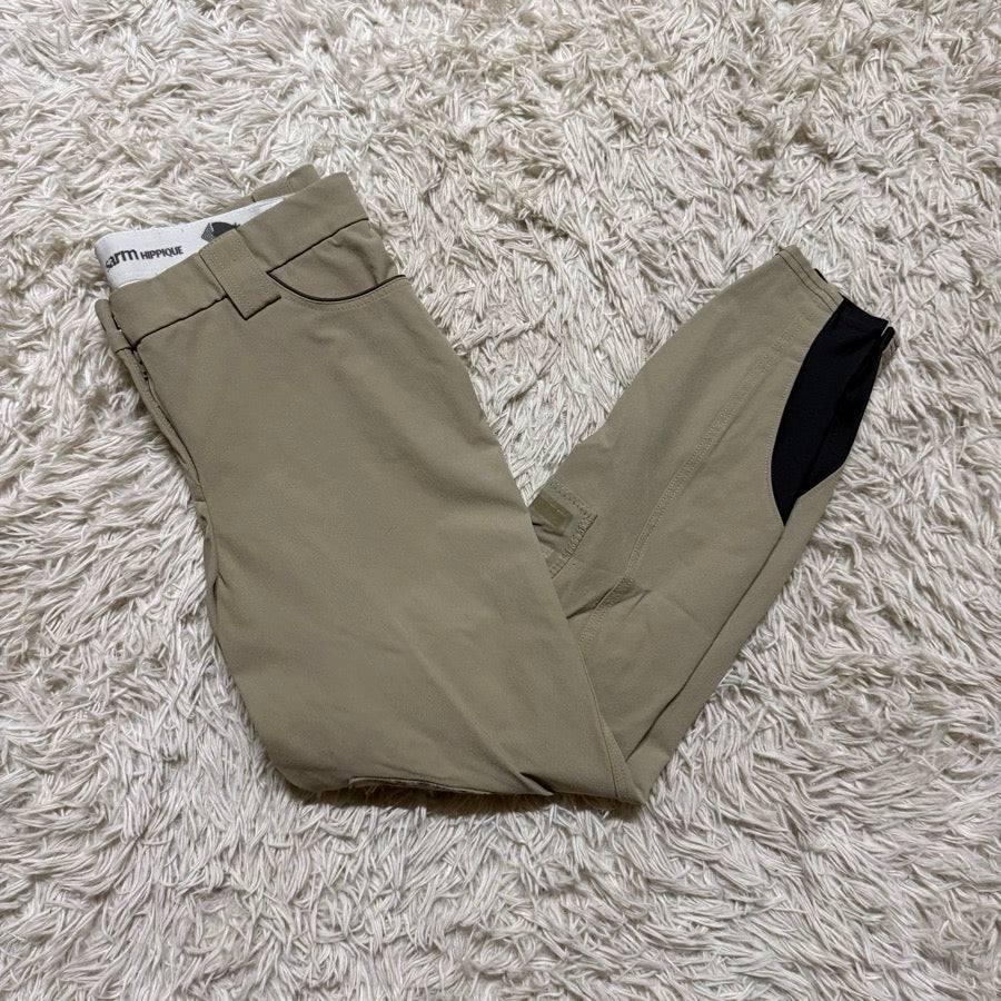Women’s Size 30 Tan Sarm Hippique Knee Patch Horseback Riding Breeches. Good Con