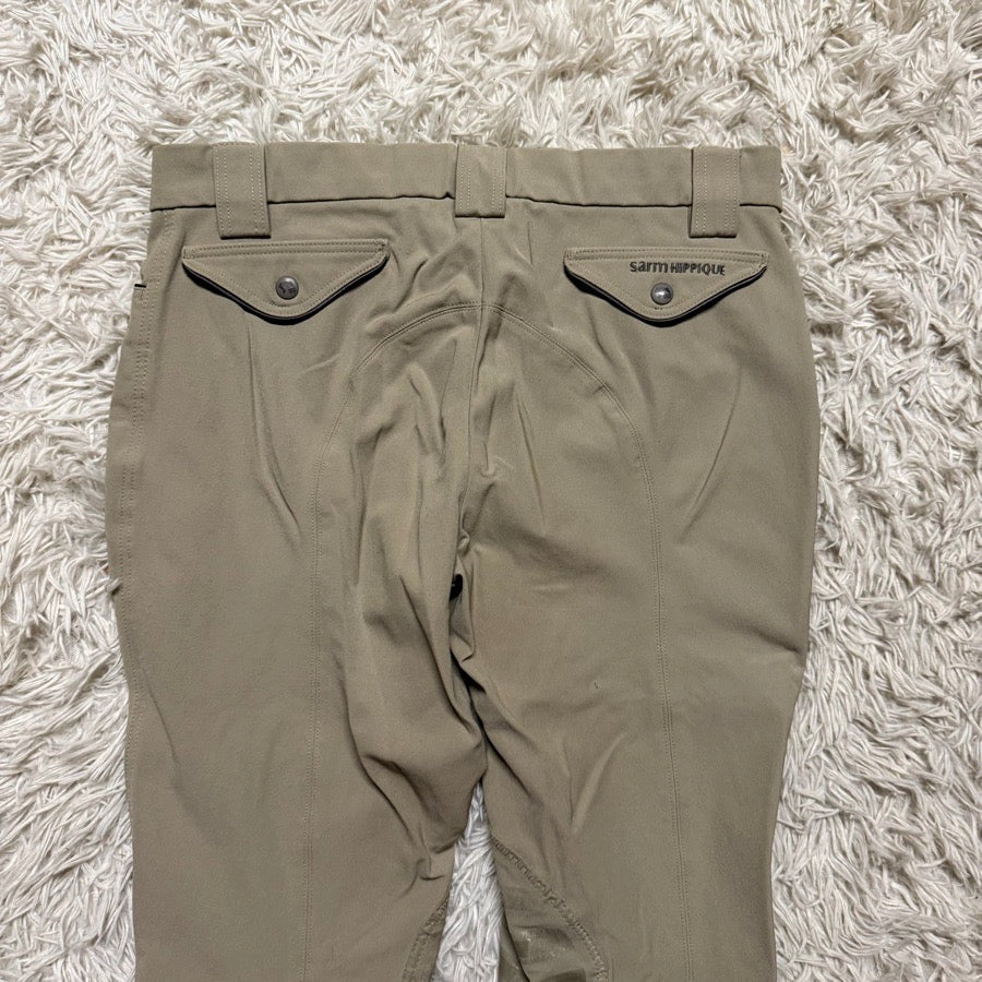 Women’s Size 30 Tan Sarm Hippique Knee Patch Horseback Riding Breeches. Good Con