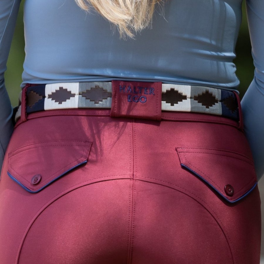 Perfection 2.0 - Burgundy & Navy Piping Knee Patch Breeches