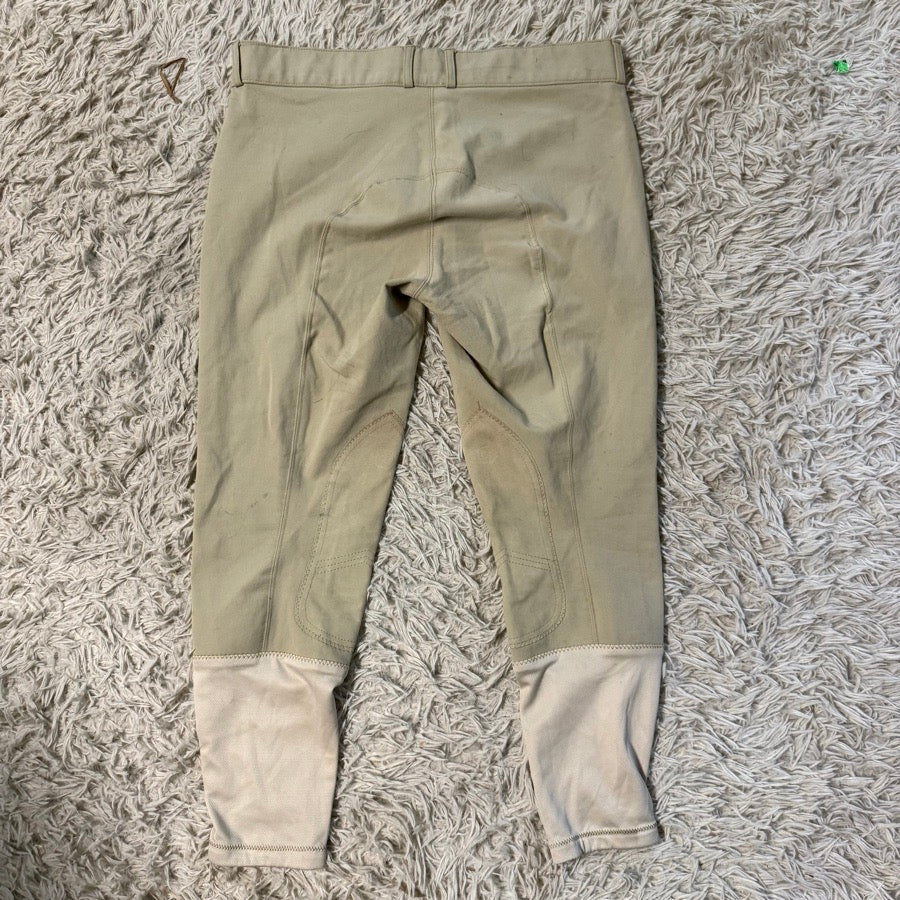Women’s Size 34 Tan Ovation Knee Patch Horseback Riding Breeches. Good Condition