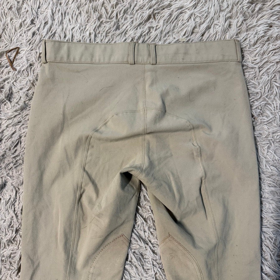 Women’s Size 34 Tan Ovation Knee Patch Horseback Riding Breeches. Good Condition