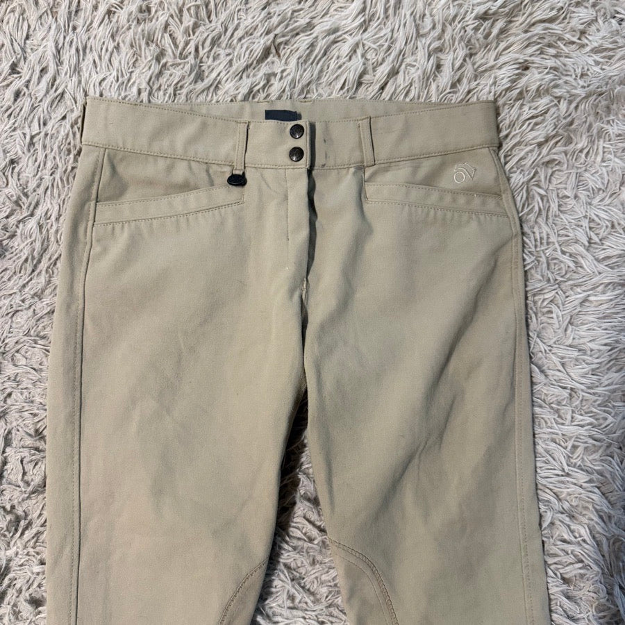 Women’s Size 34 Tan Ovation Knee Patch Horseback Riding Breeches. Good Condition