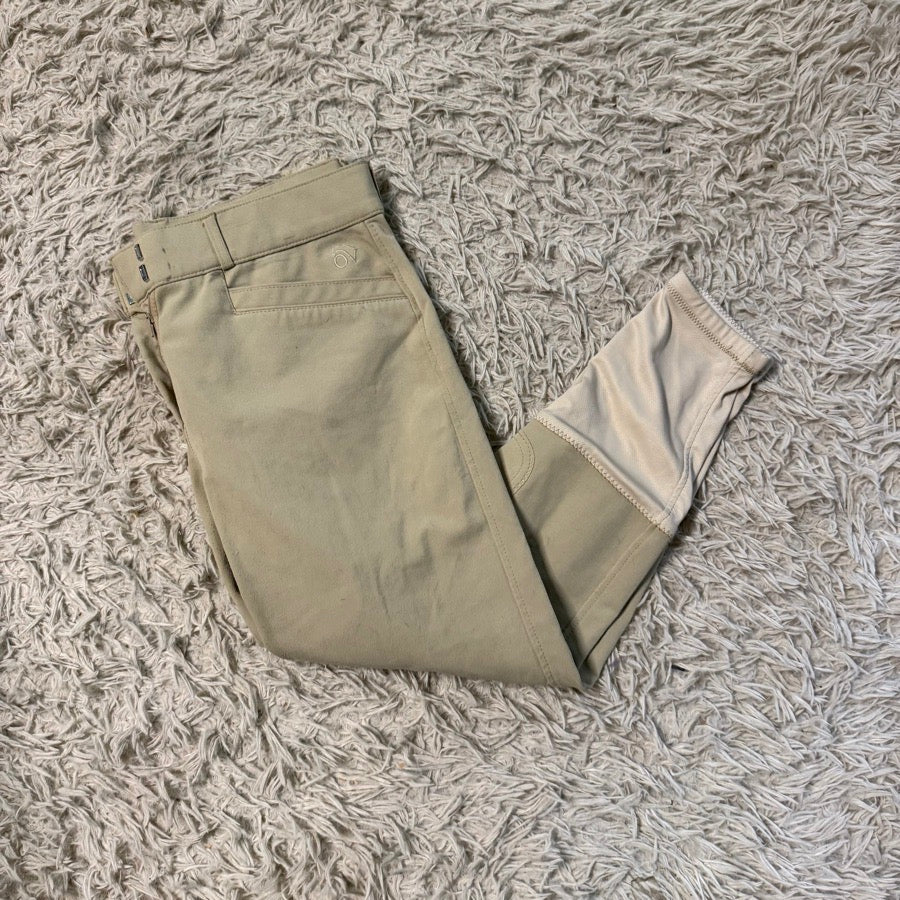 Women’s Size 34 Tan Ovation Knee Patch Horseback Riding Breeches. Good Condition