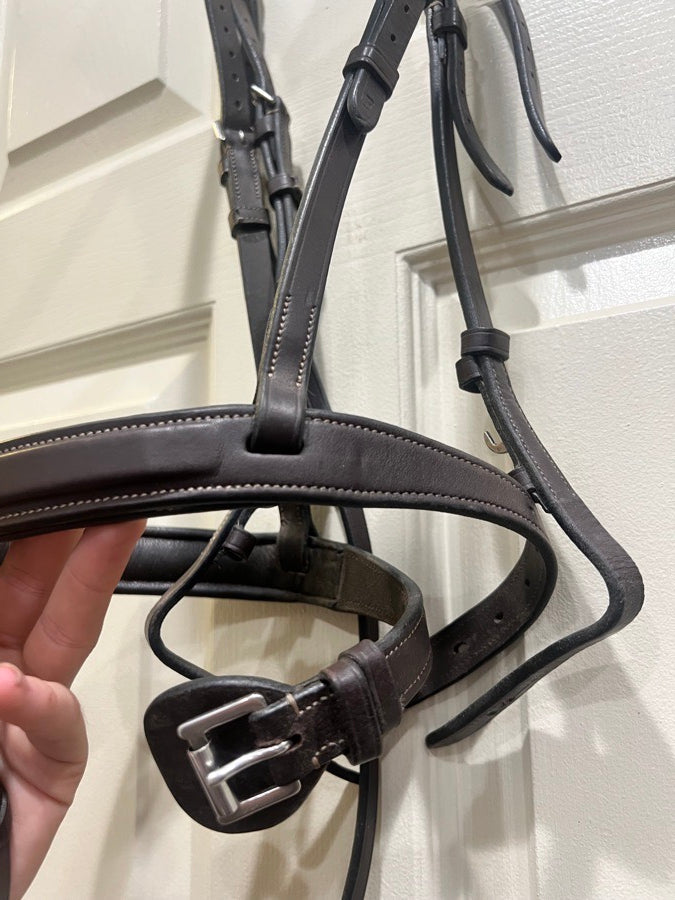Joseph Sterling Fancy Stitch Padded Raised Poll Relief Bridle, Dark Brown - Full