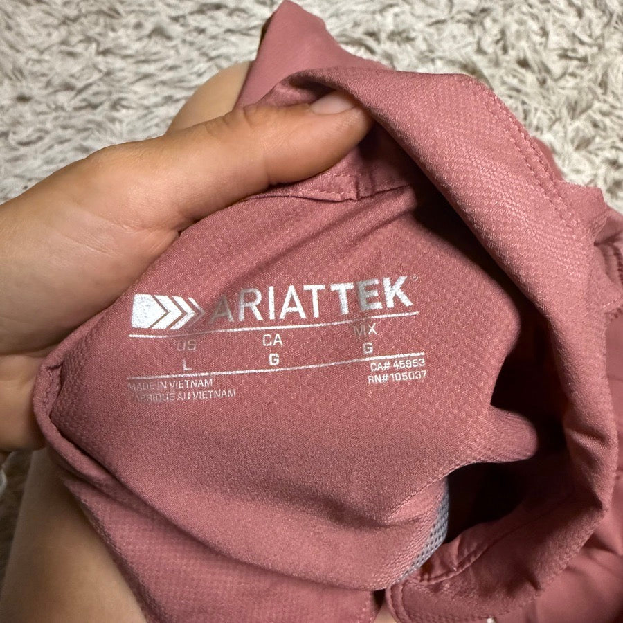 ARIAT Women’s Large Pink Ariat Long Sleeve Horseback Riding Button Down Sunshirt (4)