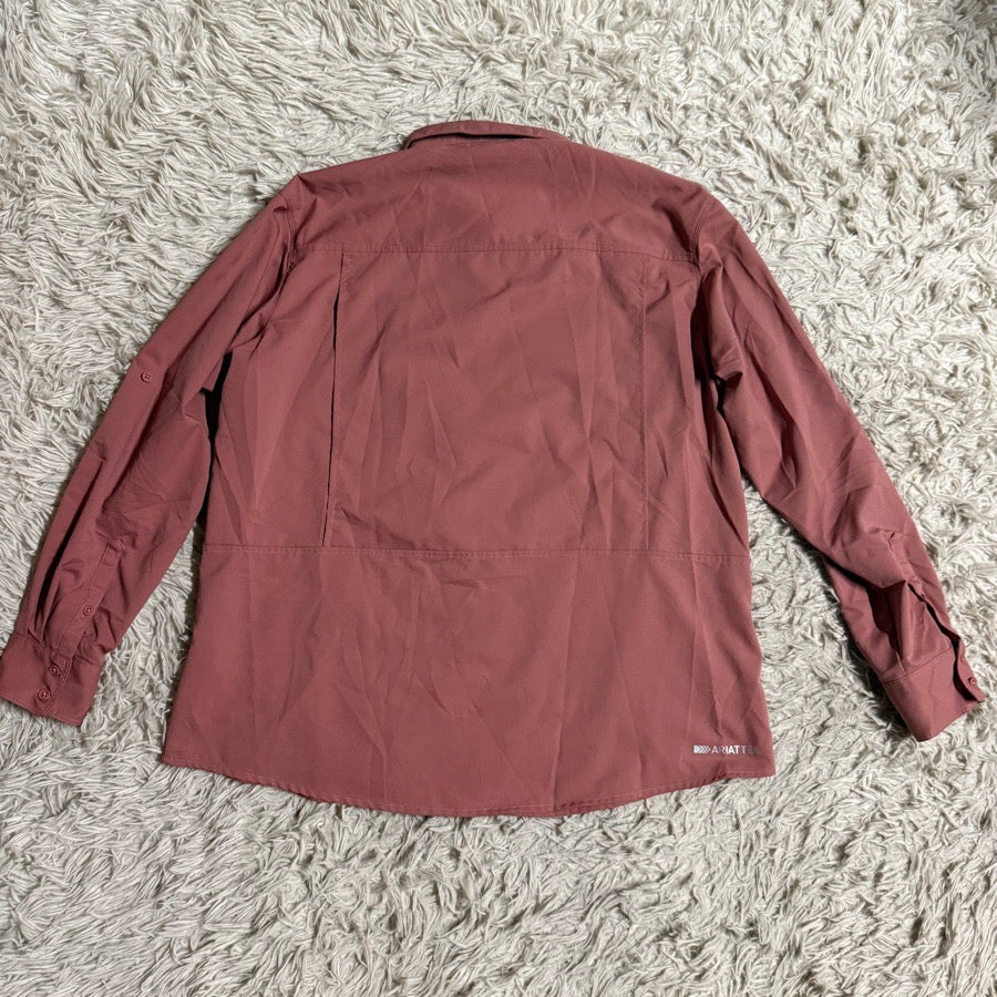 ARIAT Women’s Large Pink Ariat Long Sleeve Horseback Riding Button Down Sunshirt (3)