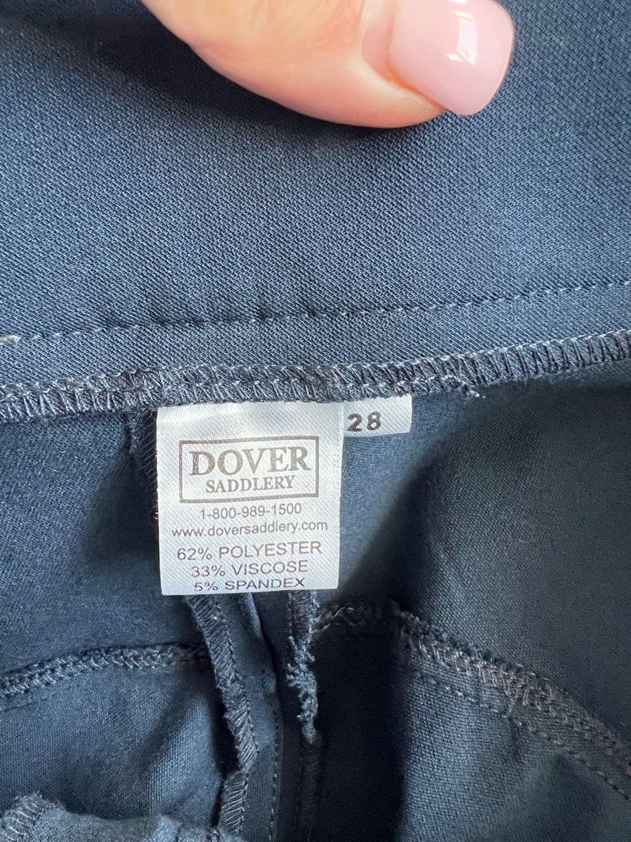 Dover Saddlery knee patch breeches size 28 blue  equestrian english plaid