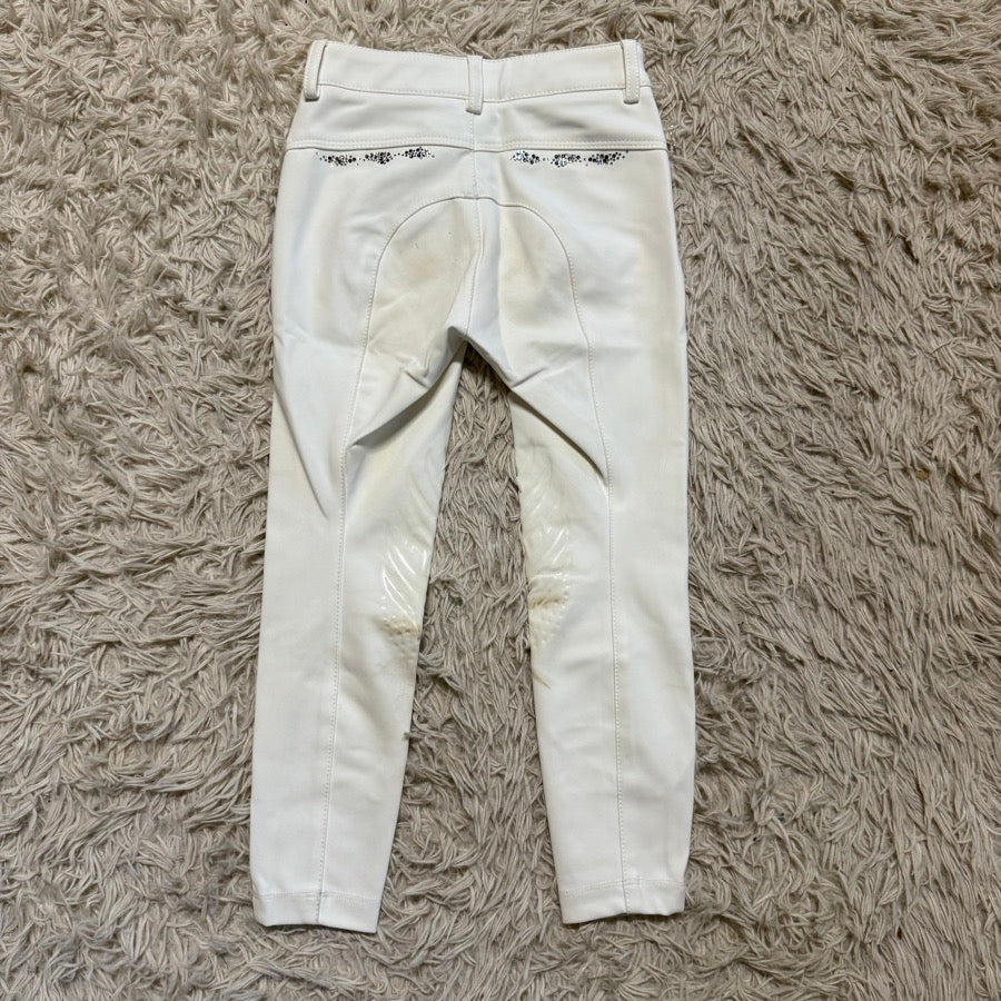Girl’s Size 6 White Animo Knee Patch Horseback Riding Breeches. Good Condition.