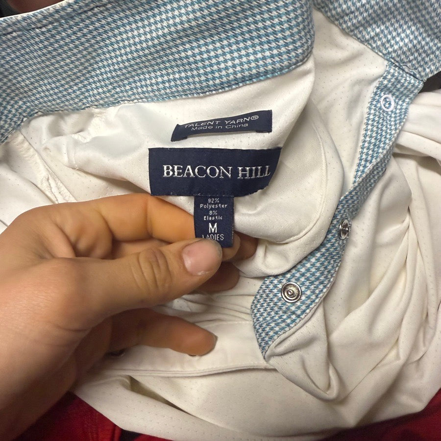 Women’s Medium White Beacon Hill Long Sleeve Horseback Riding Show Shirt