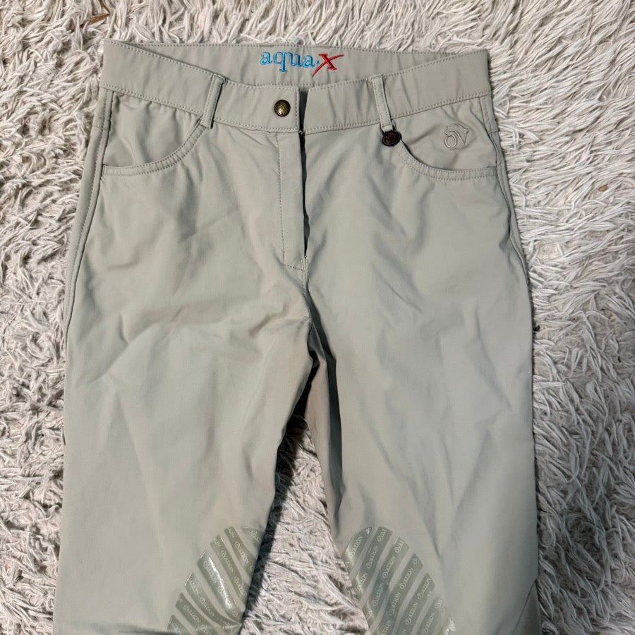 Women’s Size 28 Tan Ovation Aqua Knee Patch Horseback Riding Breeches