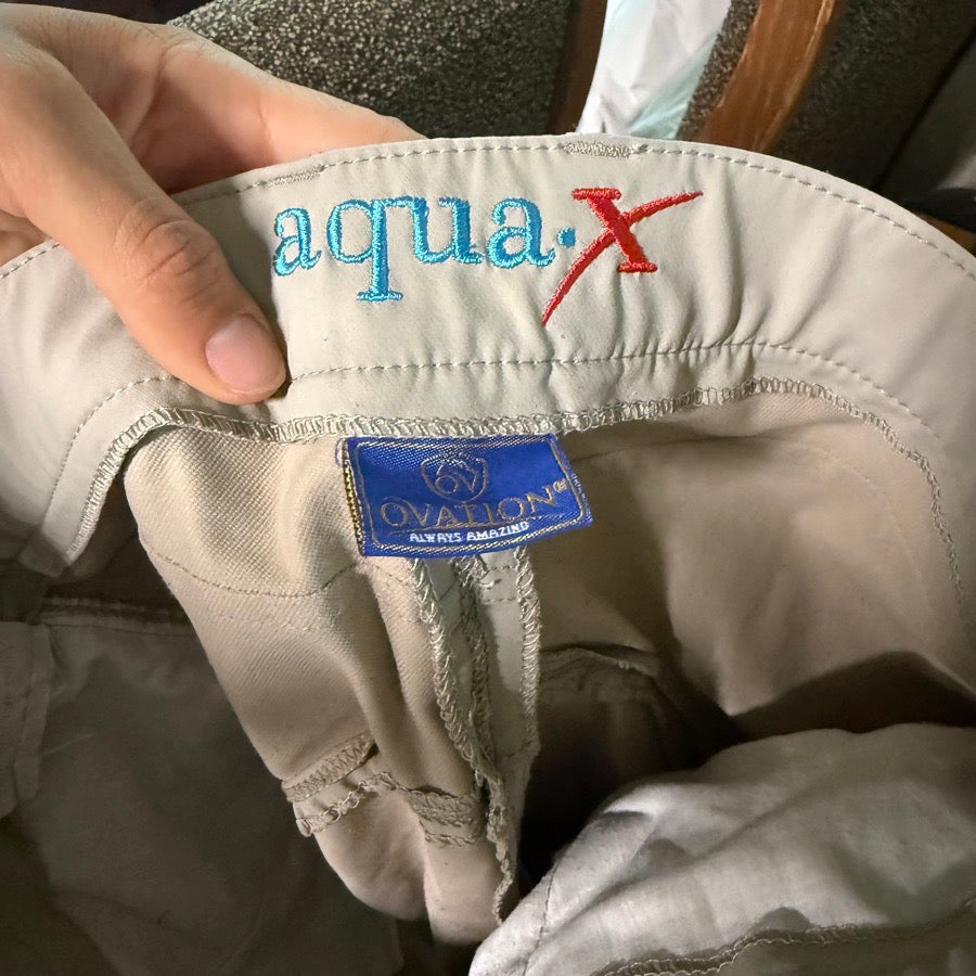 Women’s Size 28 Tan Ovation Aqua Knee Patch Horseback Riding Breeches