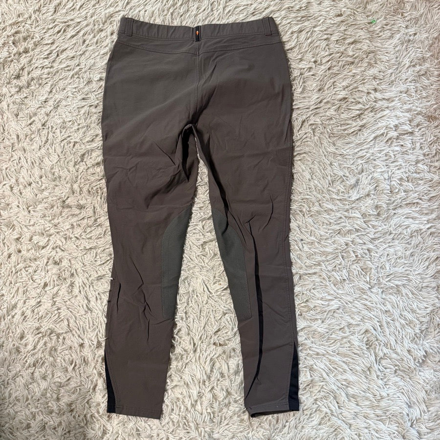 Women’s Brown/Gray Size 1X Knee Patch Horseback Riding Kerrits Breeches. Good Co