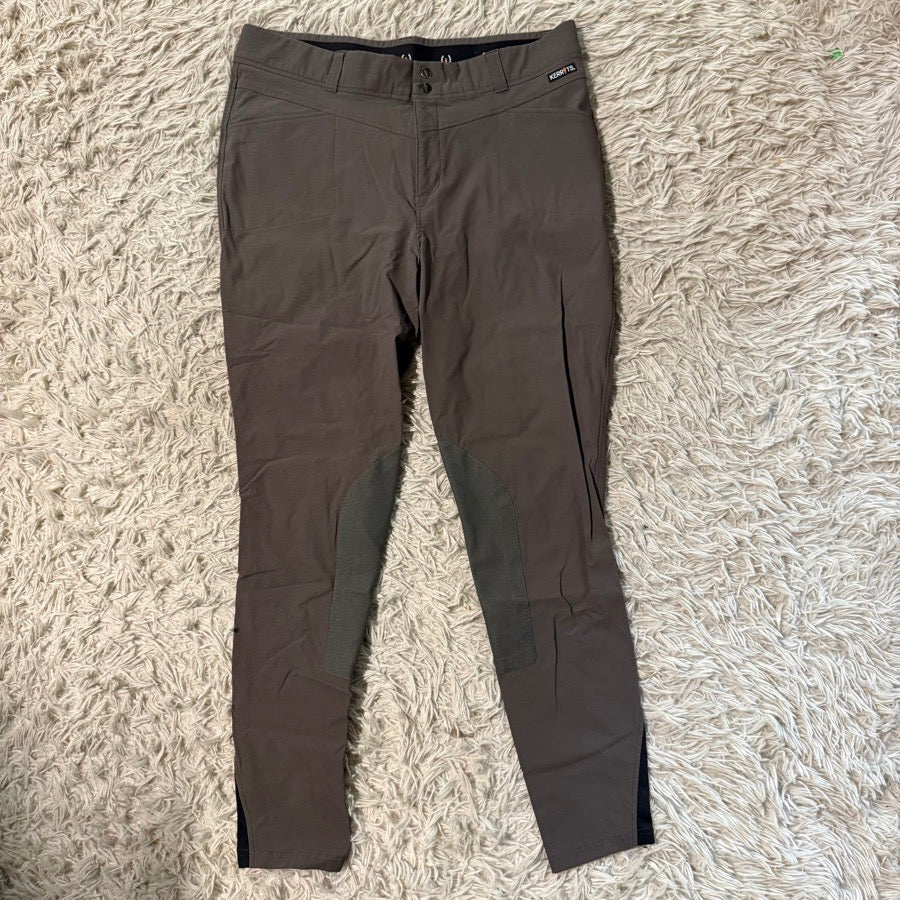 Women’s Brown/Gray Size 1X Knee Patch Horseback Riding Kerrits Breeches. Good Co