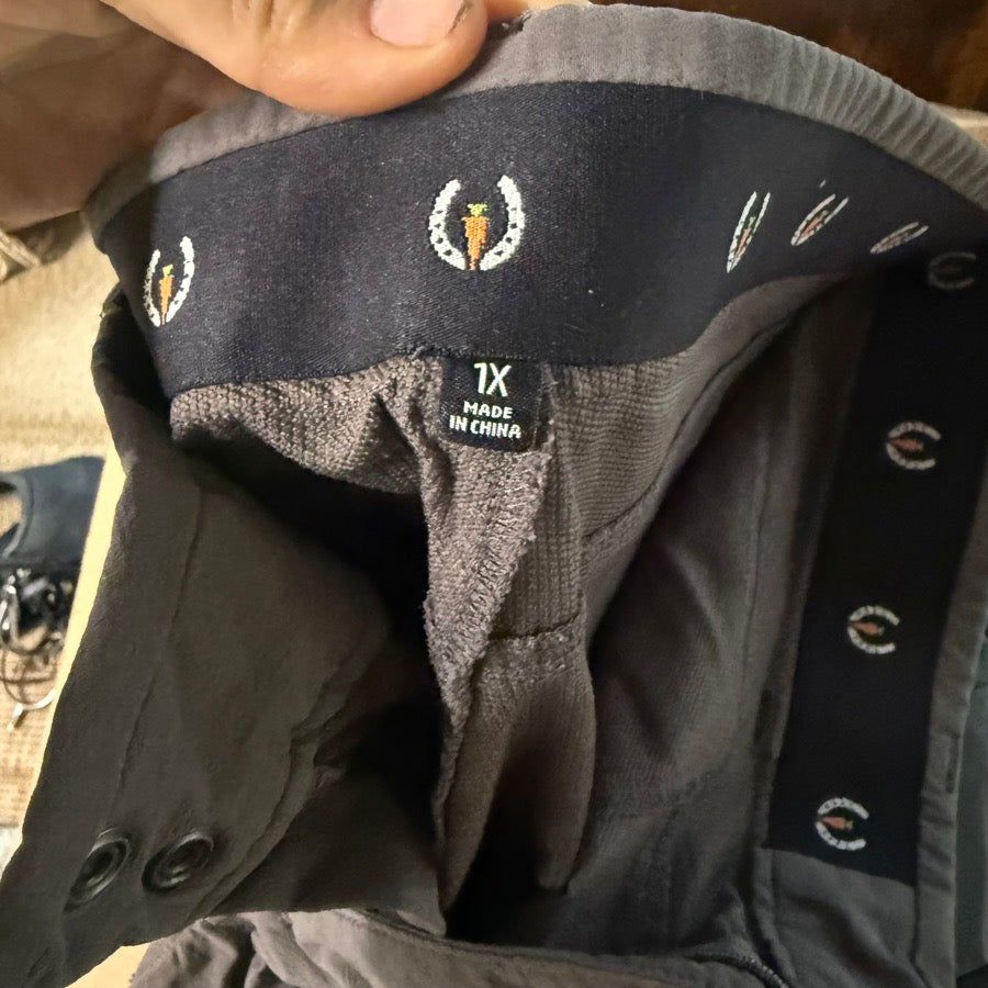 Women’s Brown/Gray Size 1X Knee Patch Horseback Riding Kerrits Breeches. Good Co