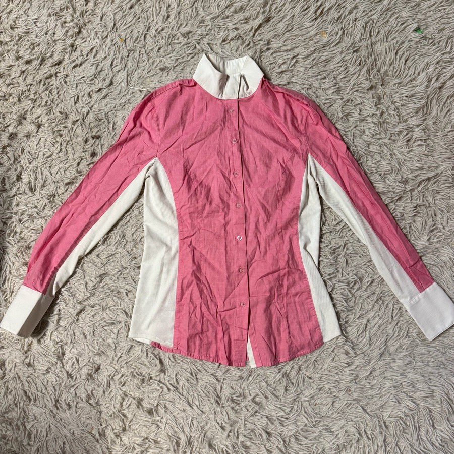 NOEL ASMAR EQUESTRIAN Women’s Small Pink Noel Asmar Long Sleeve Horseback Riding Show Shirt