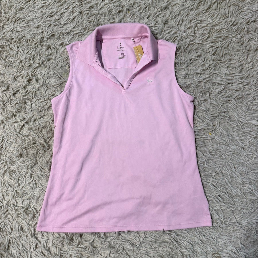 Other New Women’s Large Pink Nancy Lopez Sleeveless Athletic Golf Polo Shirt