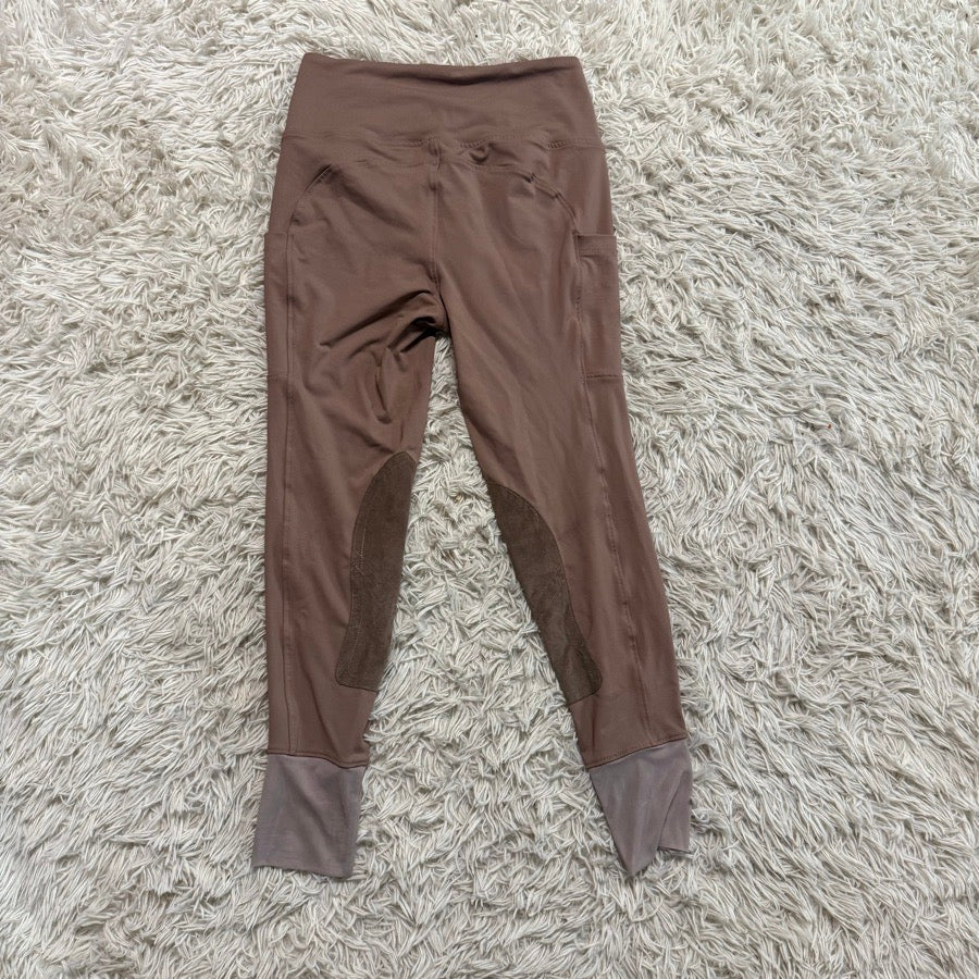 Women’s Large Pink/Brown Knee Patch Horseback Riding Tights Breeches . Good Cond