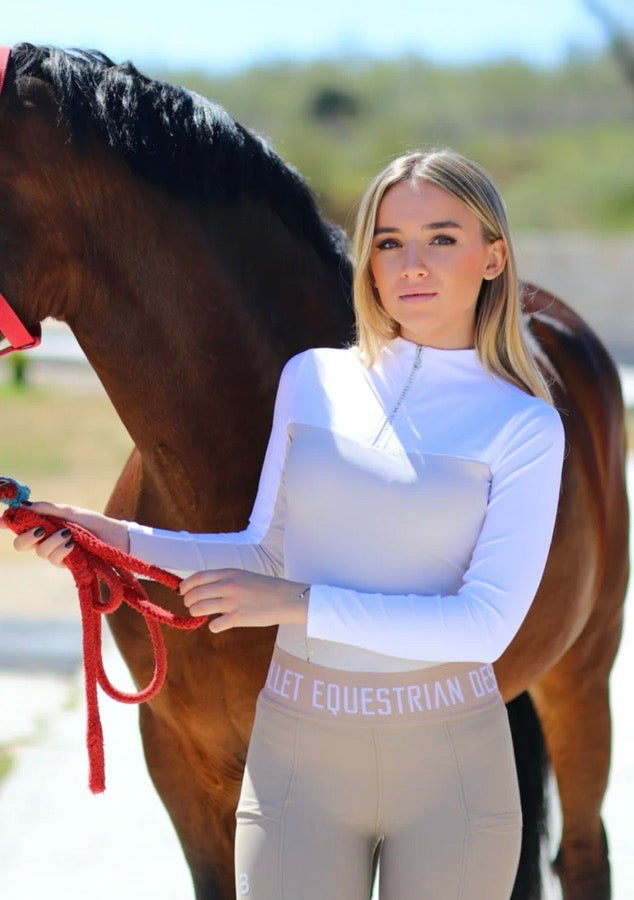 Bullet Equestrian Design - Eq Base Layer - Top - White/Beige