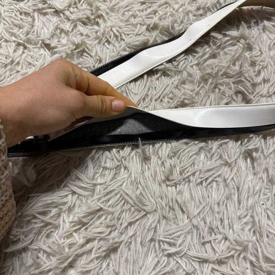 Women’s 99cm White/Black Alessandro Albanese Horseback Riding Belt.