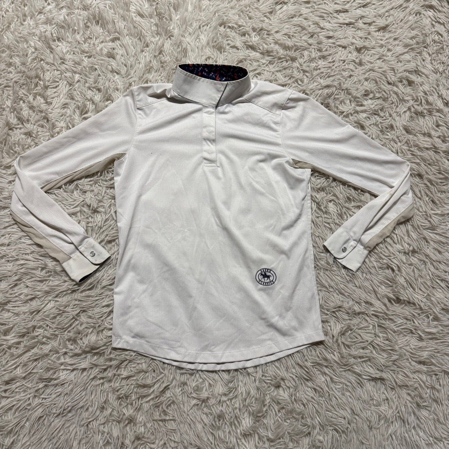 Girl’s Large White Essex Classics Long Sleeve Horseback Riding Show Shirt