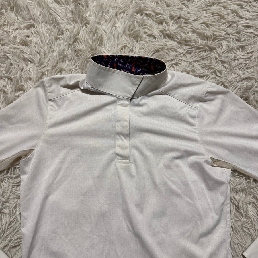 Girl’s Large White Essex Classics Long Sleeve Horseback Riding Show Shirt