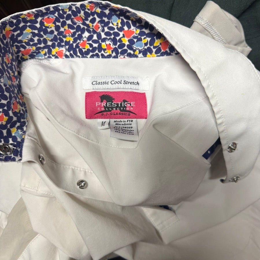 Women’s Medium White RJ Classics Long Sleeve Horseback Riding Show Shirt