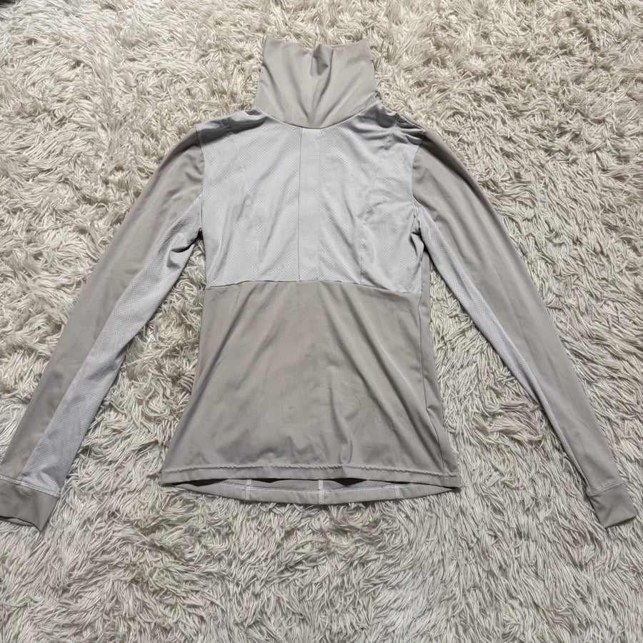 Womens Large Grey Solid Citizen Long Sleeve Horseback Riding Turtleneck Sunshirt