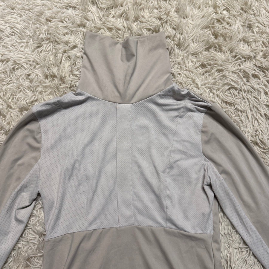 Womens Large Grey Solid Citizen Long Sleeve Horseback Riding Turtleneck Sunshirt