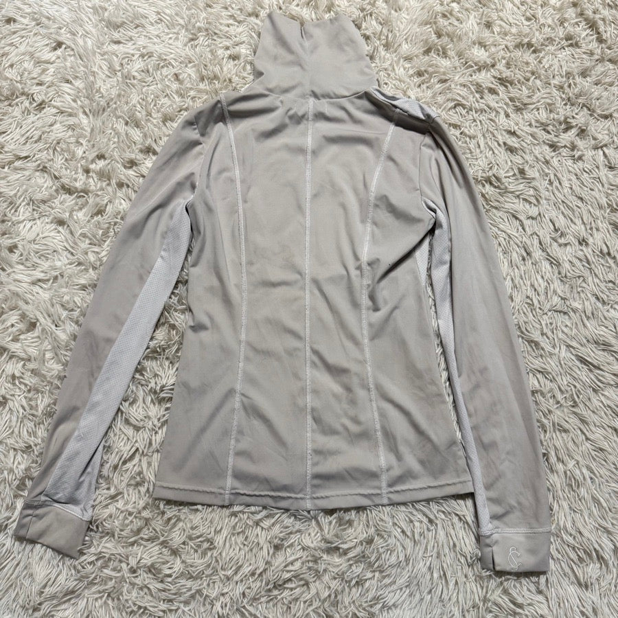 Womens Large Grey Solid Citizen Long Sleeve Horseback Riding Turtleneck Sunshirt