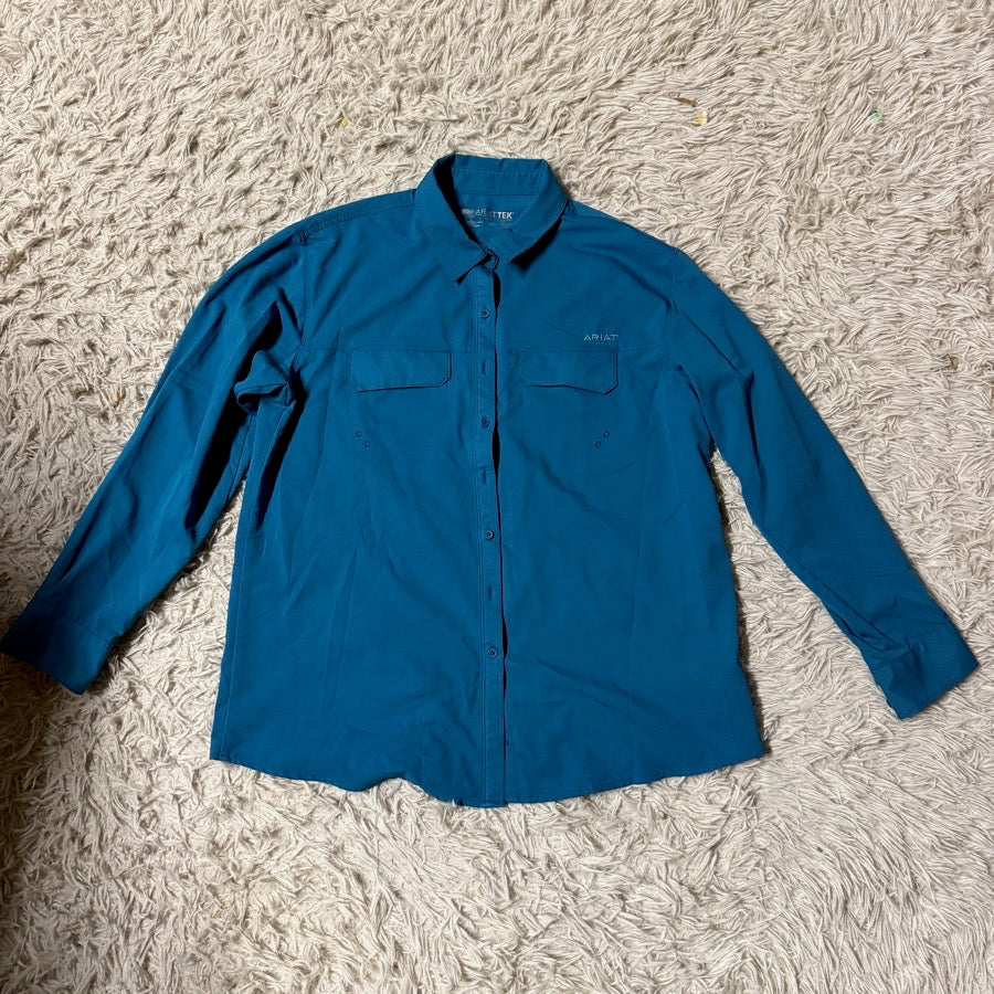 ARIAT Women’s Large Blue Ariat Long Sleeve Horseback Riding Button Down Sunshirt