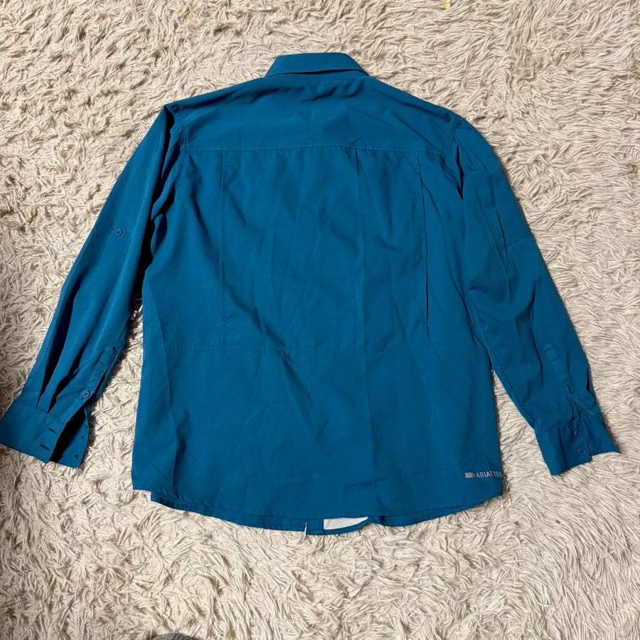 ARIAT Women’s Large Blue Ariat Long Sleeve Horseback Riding Button Down Sunshirt (3)