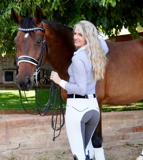 Perfection 2.0 Show Breeches - White with Grey Seat