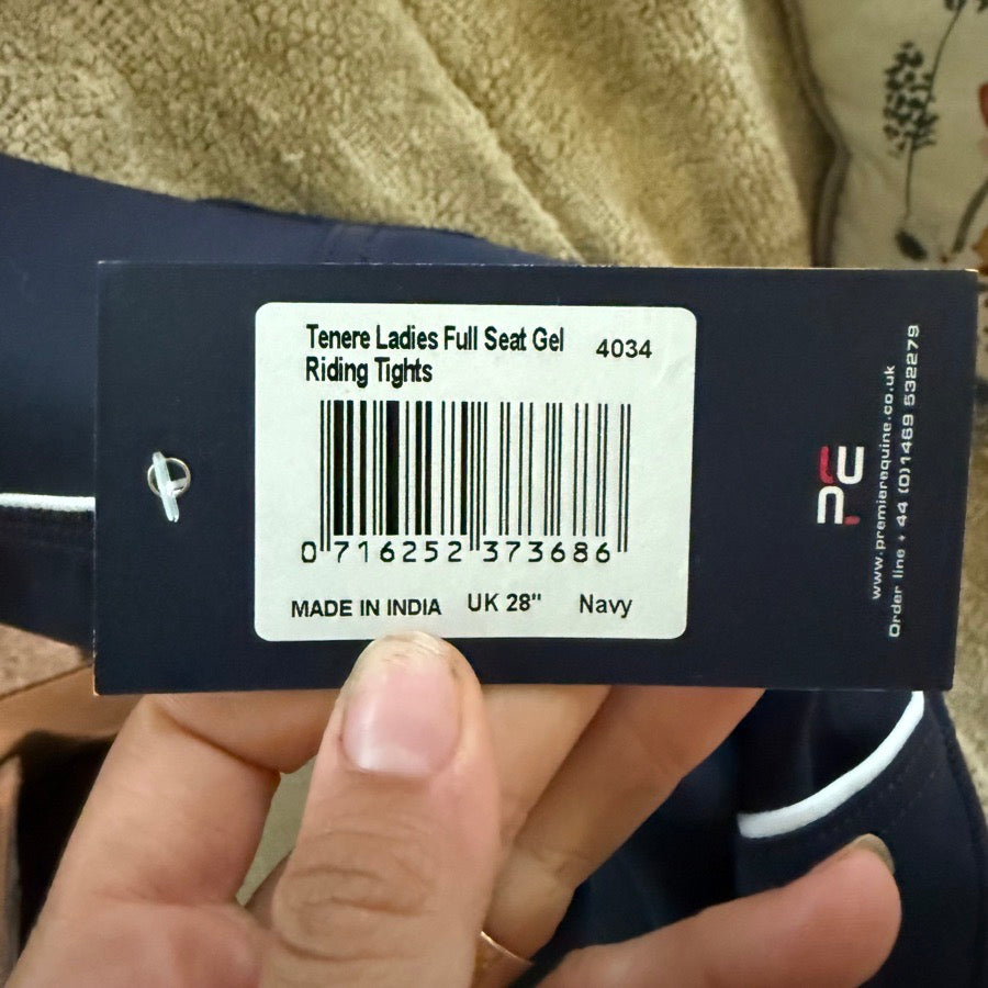 New Women’s Size 28 Navy Premier Equine Full Seat Horse Riding Tights Breeches