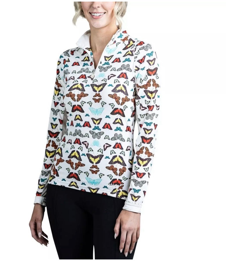 Kastel Denmark butterfly sun shirt quarter zip 1/4 equestrian riding equine hors