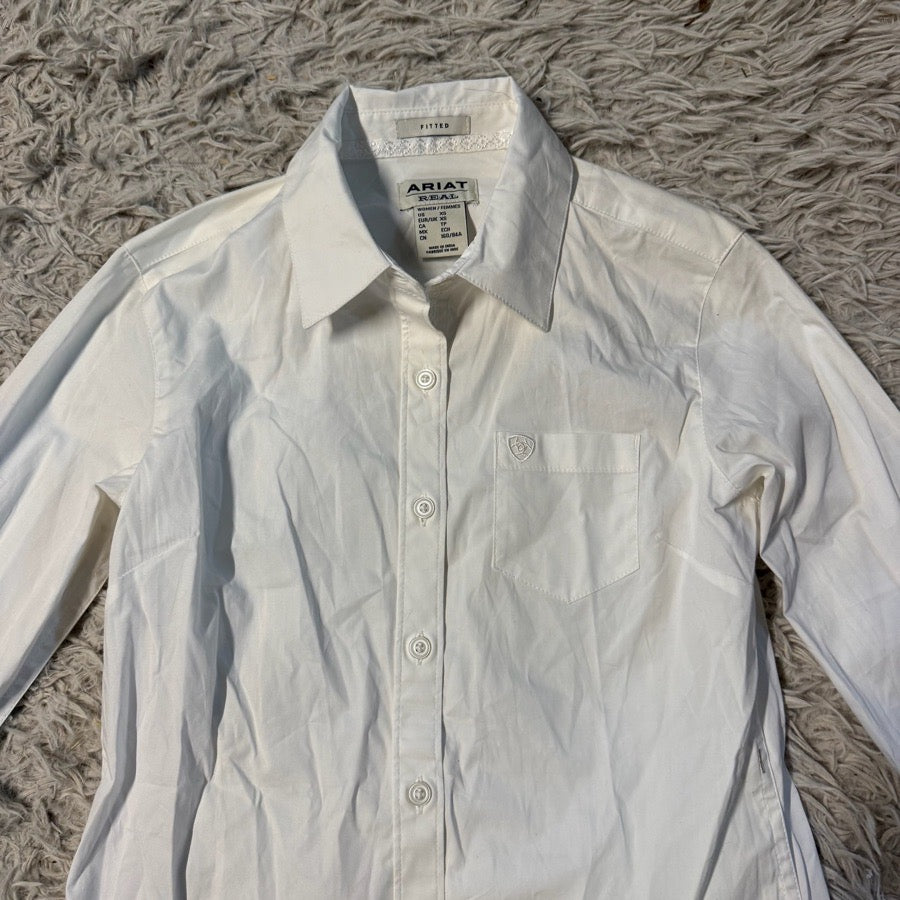 ARIAT Women’s XS White Ariat Long Sleeve Button Down Horseback Riding Shirt (2)