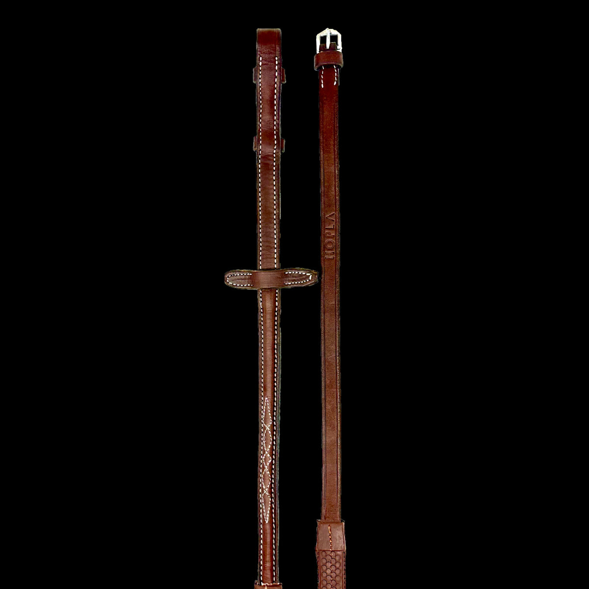 HOPLA Sellerie Raised Rubber Contact Reins With Stoppers Fancy Stitching