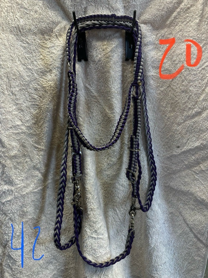 Paracord headstall and rein combo