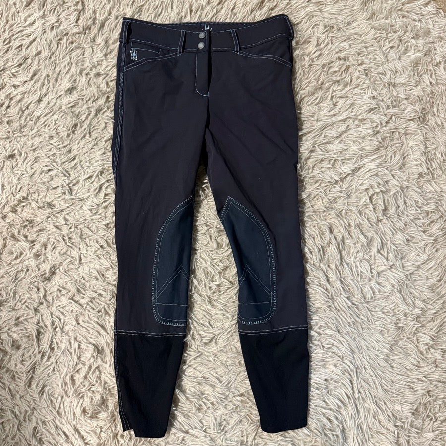 Women’s Size 26 Navy Mastermind Knee Patch Horseback Riding Breeches. Good Cond.