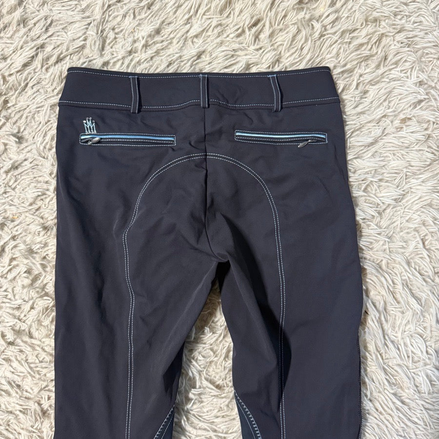 Women’s Size 26 Navy Mastermind Knee Patch Horseback Riding Breeches. Good Cond.