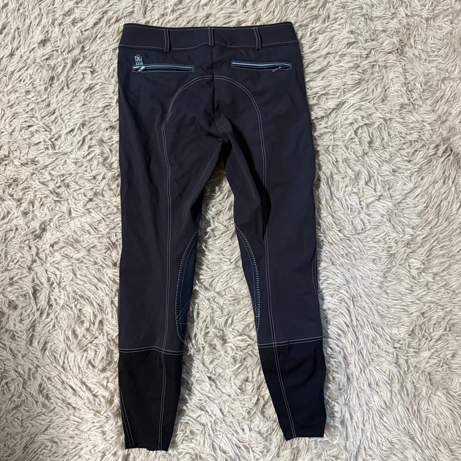 Women’s Size 26 Navy Mastermind Knee Patch Horseback Riding Breeches. Good Cond.