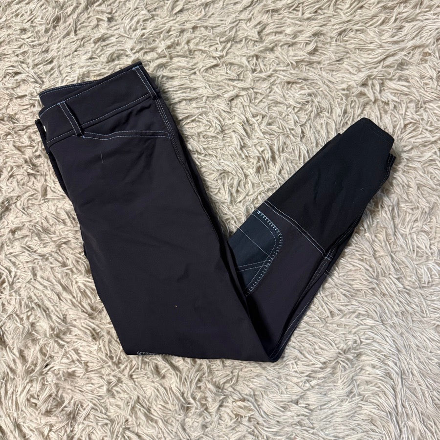 Women’s Size 26 Navy Mastermind Knee Patch Horseback Riding Breeches. Good Cond.