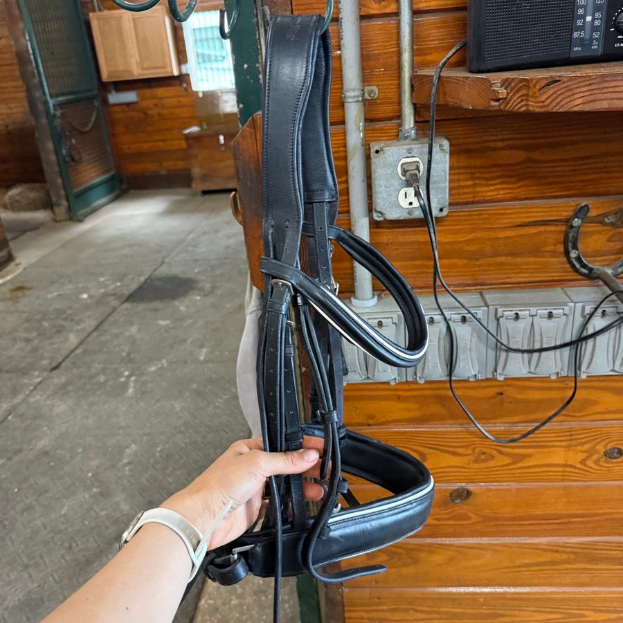 JOSEPH STERLING Black Full Size Joseph Sterling Dressage Horseback Riding Wide Noseband Bridle (3)