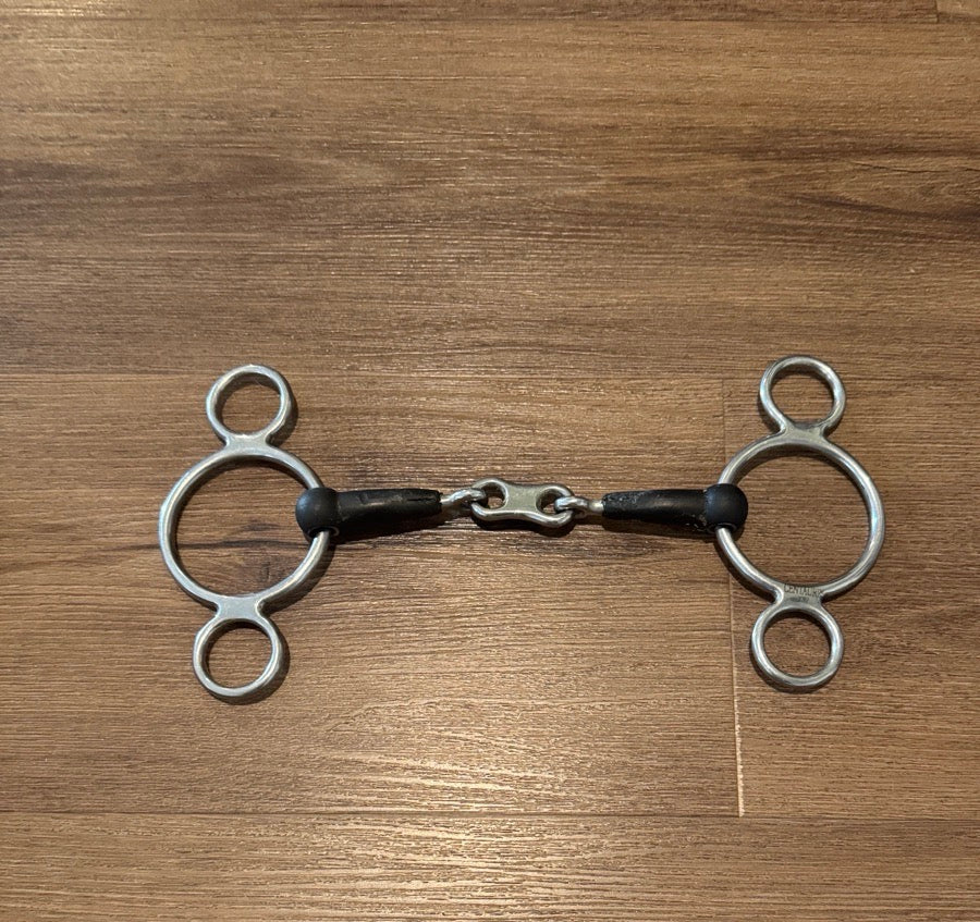 CENTAUR Centaur Two Ring French Link Rubber Gag Bit. Size 5.5