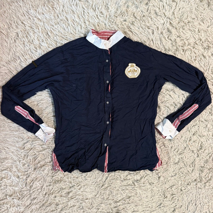 EQUINE COUTURE Women’s XL Navy Equine Couture Long Sleeve Horseback Riding Show Shirt. Good Co.