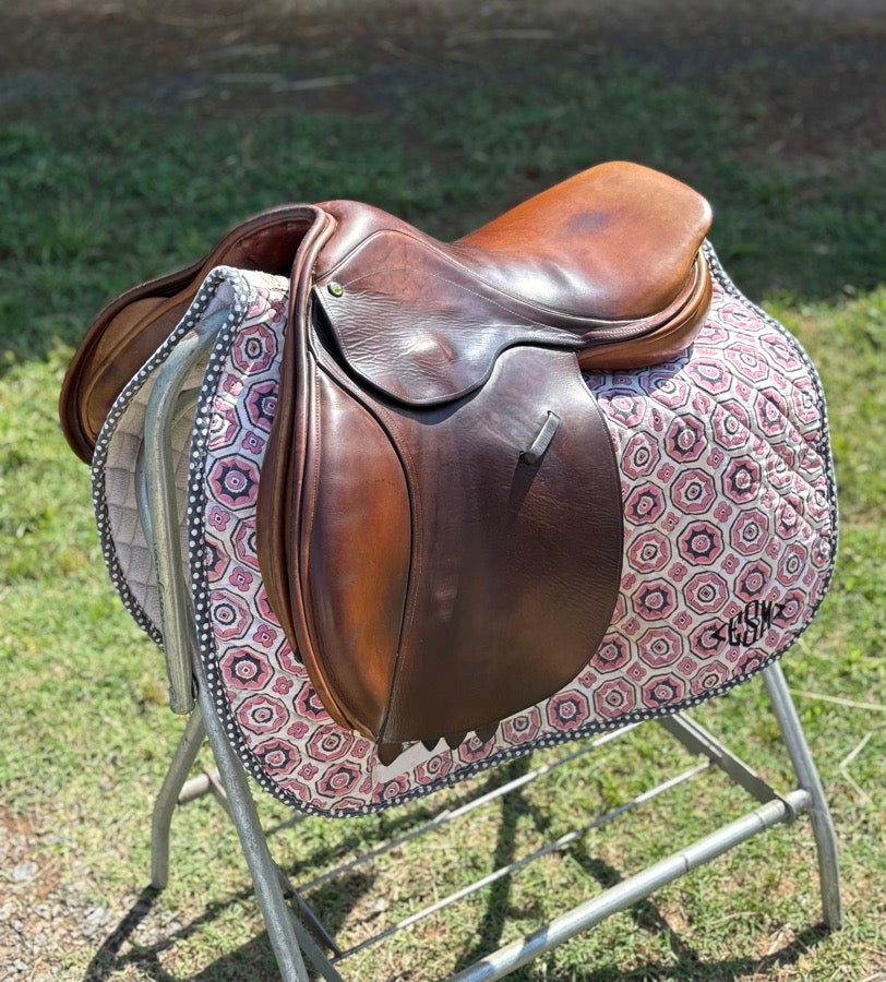 Other Pink/Black/White patern saddle pad full size, embroidered