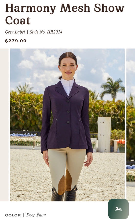 RJ Classics, Harmony Mesh Show Coat, 6RDeep Plum