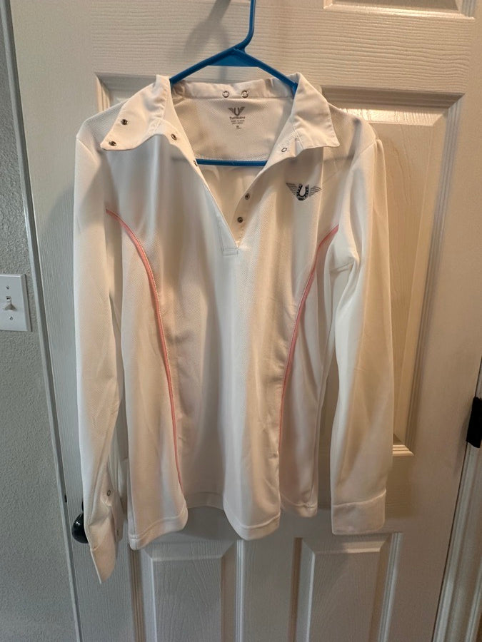TuffRider White/Pink long sleeve Schooling Shirt